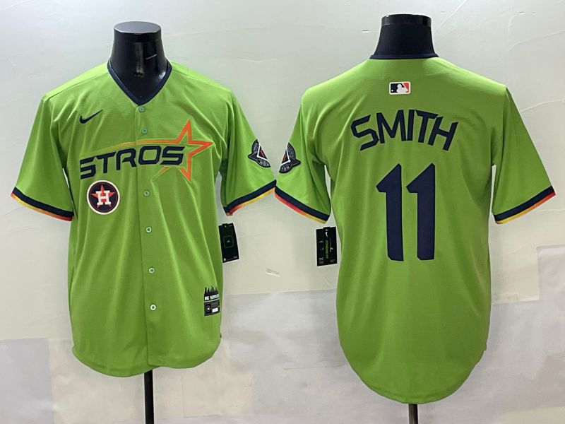 Men Houston Astros #11 Smith Green three generations Joint Name 2025 Nike MLB Jersey style 11->houston astros->MLB Jersey